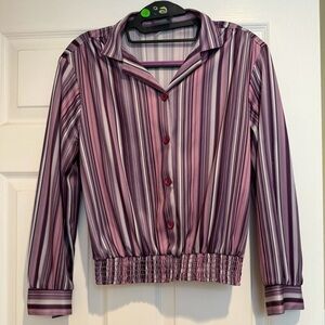 Striped Purple Button-Up Blouse